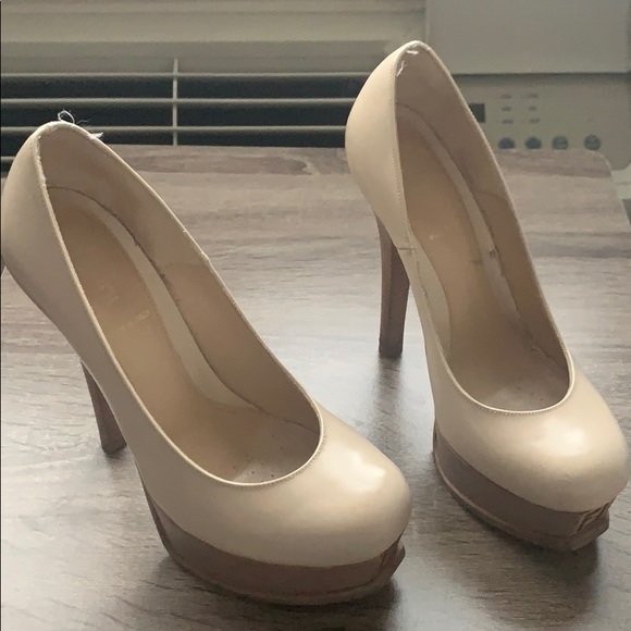 Fendi | Beige Leather Logo Platform Pumps 36.5 - Picture 6 of 9